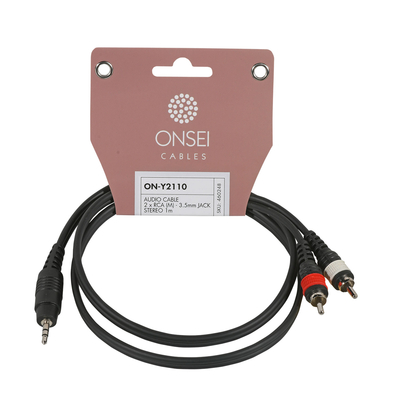 ONSEI ON-Y2110 ΚΑΛΩΔΙΟ ΣΗΜΑΤΟΣ 2 X RCA ΑΡΣΕΝΙΚΟ - 3,5MM MINI JACK STEREO 1M.460248