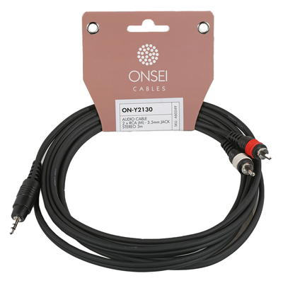 ONSEI ON-Y2130 ΚΑΛΩΔΙΟ ΣΗΜΑΤΟΣ 2 X RCA ΑΡΣΕΝΙΚΟ - 3,5MM MINI JACK STEREO 3M