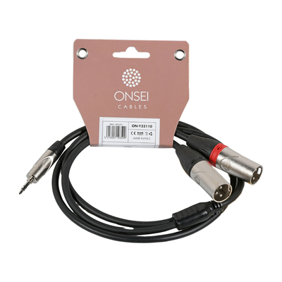 ONSEI ON-Y32110 ΚΑΛΩΔΙΟ ΣΗΜΑΤΟΣ 2 X 3-PIN XLR ΑΡΣΕΝΙΚΟ - 3,5MM MINI JACK STEREO 1M