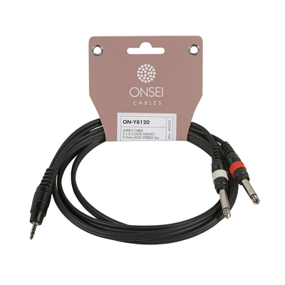 ONSEI ON-Y8120 ΚΑΛΩΔΙΟ ΣΗΜΑΤΟΣ 2 X 6,3MM JACK MONO - 3,5MM MINI JACK STEREO 2M