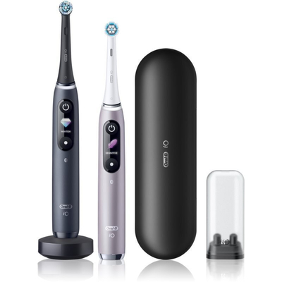 Oral-B iO Series 9 Electric Toothbrush, 2-Pack, with Travel Case, with 2 Brush Heads, Black Onyx & Rose Quartz.83921227