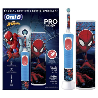 Oral-B Vitality Pro Kids Spiderman Ηλεκτρική Οδοντόβουρτσα 3 Ετών+ 1τμχ & Θήκη Ταξιδιού.80720378