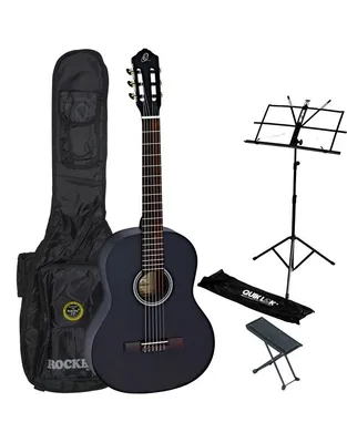 ORTEGA RST5MBK Κλασική Κιθάρα 4/4 Satin Black με Θήκη, Αναλόγιο και Υποπόδιο Bundle