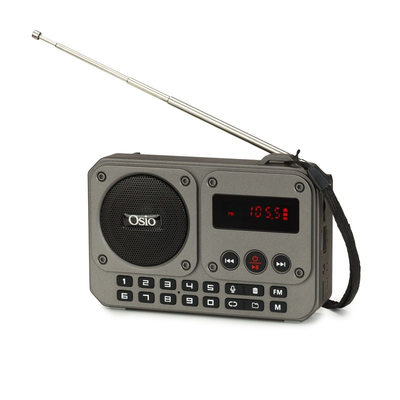 Osio OPR-3020 Γκρι ψηφιακό φορητό ραδιόφωνο με Bluetooth, AUX, USB, FM, κάρτα TF, REC-5W