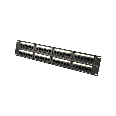 Patch Panel CAT6 48 Θέσεων 2U Power On PP-C6-U48 UTP με Βάση Στήριξης