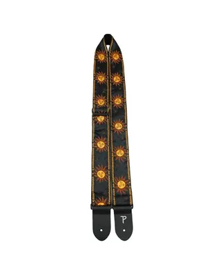 PERRIS Jacquard Design '' Yellow Suns on Black'' Δερμάτινη Ζώνη Ηλεκτρικής Κιθάρας / Μπάσου