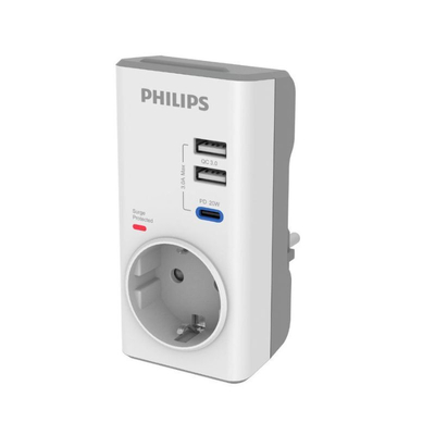 Philips CHP8010W/GRS Μονόπριζο Ασφαλείας Λευκό