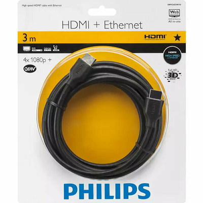 Philips SWV2433W/10GRS Καλώδιο HDMI High Speed 4K με ethernet αρσενικό σε αρσενικό 3.0 m.