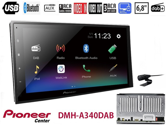 Pioneer DMH-A340DAB Ηχοσύστημα Αυτοκινήτου Universal 2DIN (Bluetooth/USB/AUX/WiFi/GPS) με Οθόνη 6.8"
