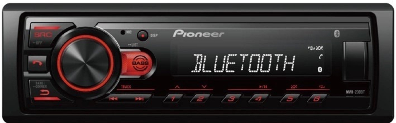 Pioneer MVH-230BT Ραδιο USB/Bluetooth Με Ισχύ 4x 50Watt Και Κόκκινο Φωτισμό Πλήκτρων