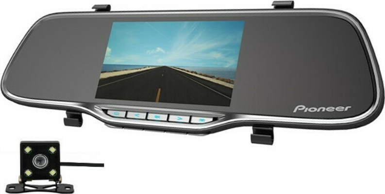 Pioneer VREC-200CH Σετ Καθρέπτης με Κάμερα DVR Αυτοκινήτου 720P με Οθόνη 4.3" με Κλιπ & Κάμερα Οπισθοπορείας