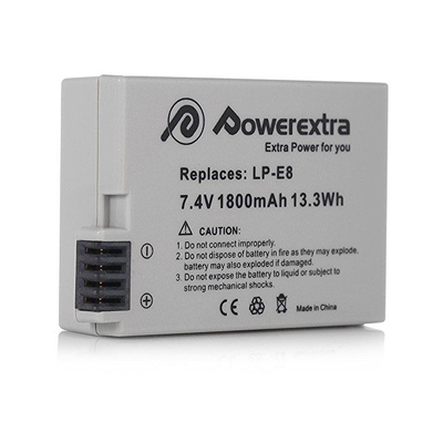 Powerextra CN-LPE8 Replacement Battery For Canon LP-E8 1800mAh Li-ion