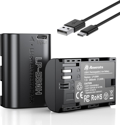Powerextra LP-E6NH 2950mAh Battery With Type-C Fast Charging, Compatible with Canon