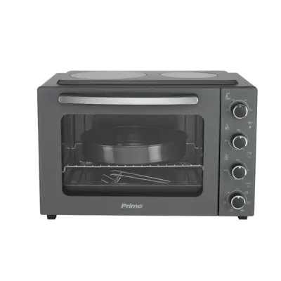 Primo PREO-40456 Με 2 Κεραμικές Εστίες 50L Με Αέρα & Υάλινη Πρόσοψη Ανθρακί Φουρνάκι