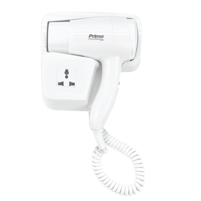 Primo PRHD-50060 Σεσουάρ Ξενοδοχειακού τύπου 1500W με έξτρα πρίζα λευκό