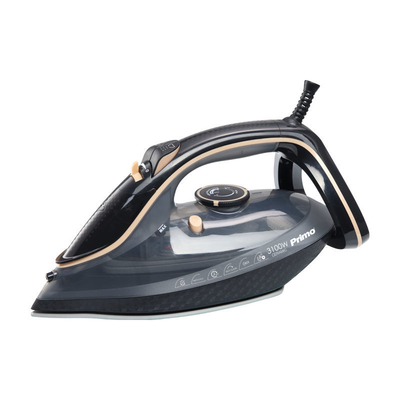 Primo PRSI-40505 Σίδερο ατμού Κεραμική πλάκα 3100W Anti-drip-Anti-calc-Auto shut-off Μαύρο-Kρεμ