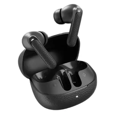 QCY Buds ANC Black (HT15)- 45db ANC TWS Earbuds 35h 5 mic ENC, ear-canal adaptive tech, leather case