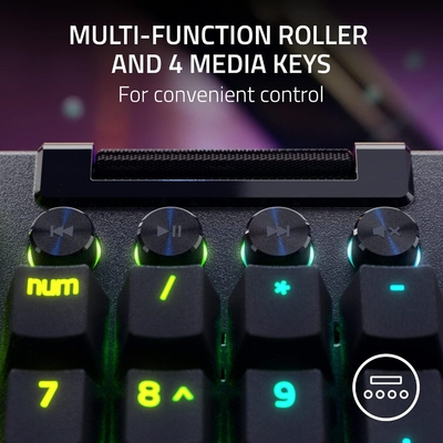 Razer BLACKWIDOW V4 PRO UK LAYOUT - Gaming Mechanical RGB Keyboard - Green Clicky Switches - Macros