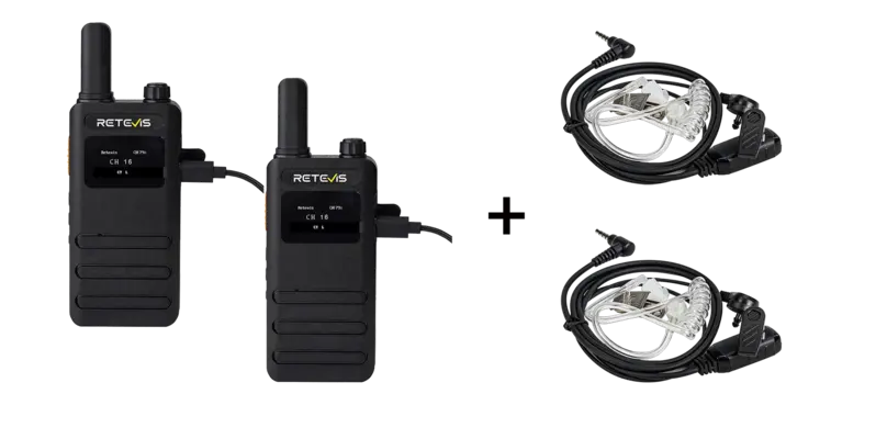 Retevis B63S, PMR16 + 2x G-Hook earpiece C9250A ΠΟΜΠΟΔΕΚΤΗΣ , Black 9050040234