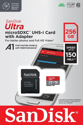 SanDisk SDSQUAC-256G-GN6MA Ultra microSDXC 256GB + SD Adapter 150MB/s&nbsp; A1 Class 10 UHS-I