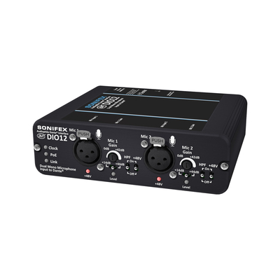 SONIFEX Dual Mono Microphone Input to Dante with Mic Gain