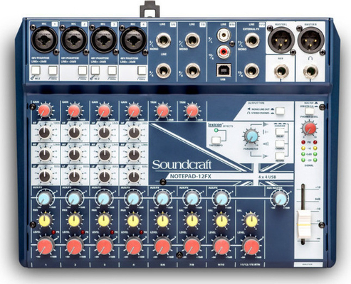 Soundcraft NOTEPAD-12FX Κονσόλα μίξης 4 mono/line, 4 stereo line effect Usb