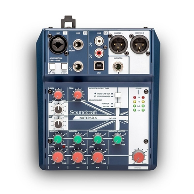 SOUNDCRAFT NOTEPAD-5 SMALL MIXER 5 MONO MIC/LINE INPUTS Blue