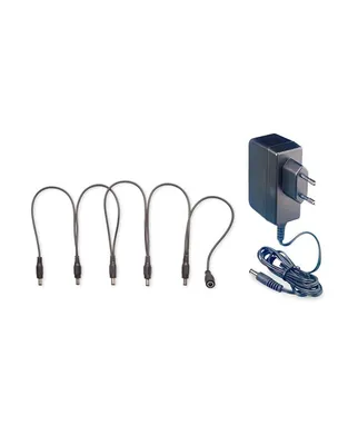 STAGG PSU-9V1AR-EU τροφοδοτικό με SPS-DC-5M1F καλώδιο σύνδεσης μέχρι 5 πεταλιών Bundle