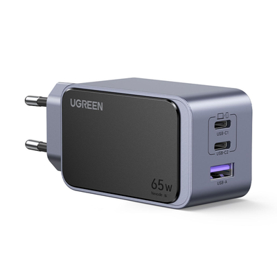 Φορτιστής Σπιτιού GaN PD 65W UGREEN  X553 35042 3 Θέσεων Γκρί