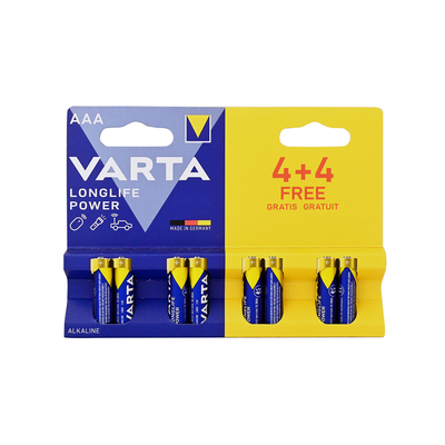VARTA 4903 συσκ.8 AΛΚΑΛΙΚΗ LONGLIFE POWER AAA (4+4)