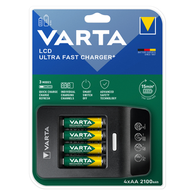 VARTA 57685101441 LCD Ultra Fast Charger + 4xAA 2100mAh