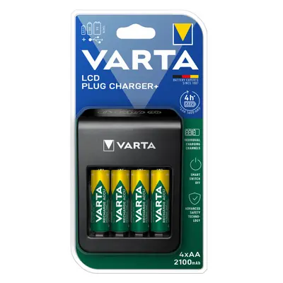 VARTA 57687101441 LCD Plug Charger + 4xAA 2100mAh