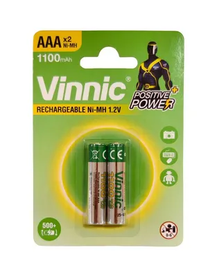 VINNIC Η1100mah ΑΑΑ Επαναφορτιζόμενες μπαταρίες (2 τεμ)