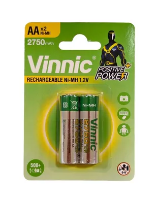 VINNIC Η2750mah ΑΑ Επαναφορτιζόμενες μπαταρίες (2 τεμ)