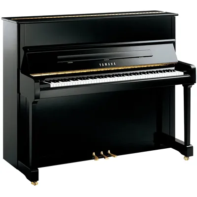 YAMAHA P121M Όρθιο Πιάνο Μαύρο Γυαλιστερό PEC Chrome Fittings Silver Edition