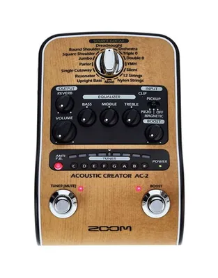ZOOM AC-2 Πεταλι DI/Εξομοιωτής Ακουστικών Οργάνων με EQ και Reverb για Ακουστική Κιθάρα